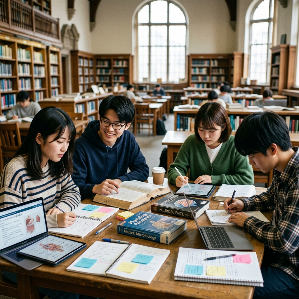 医学生がオンライン勉強会で学ぶイメージ